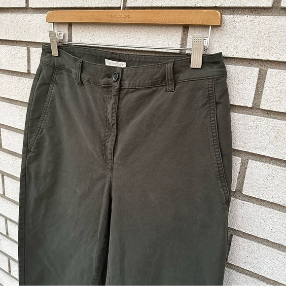 Eileen Fisher Organic Cotton Hemp Tapered Pant Seaweed Green - Picture 4 of 13
